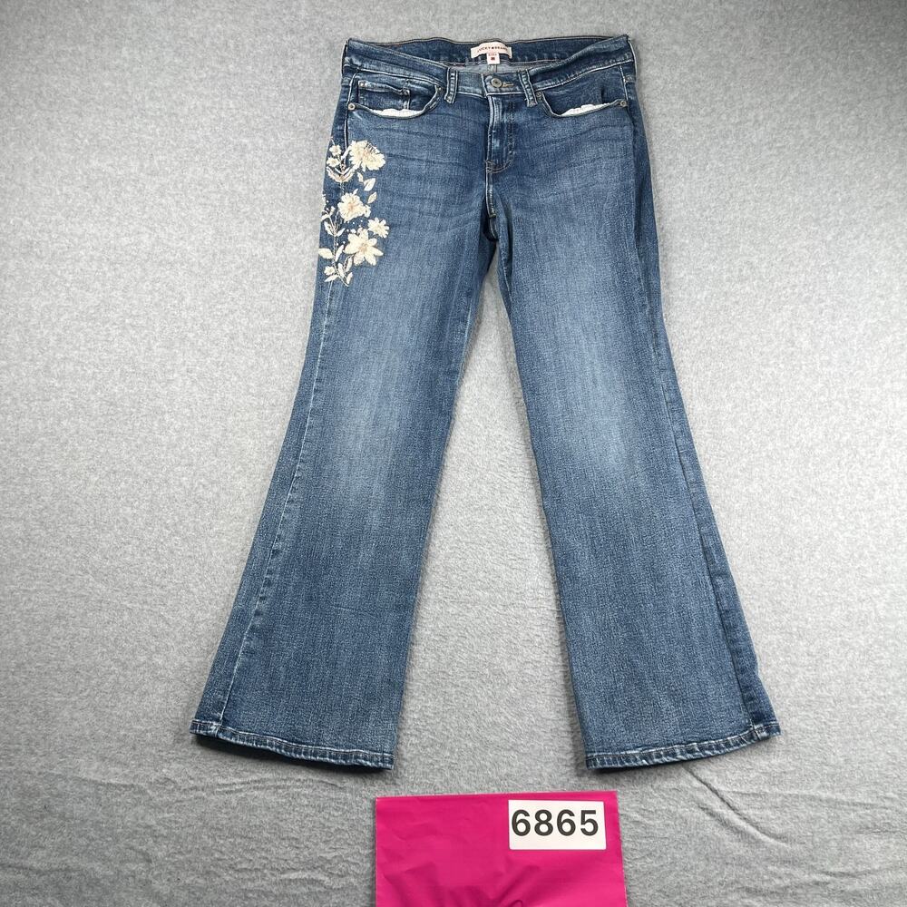 Lucky Brand Flower Embroidered Denim Jeans Sweet Mid Rise Boot Womens Size 8